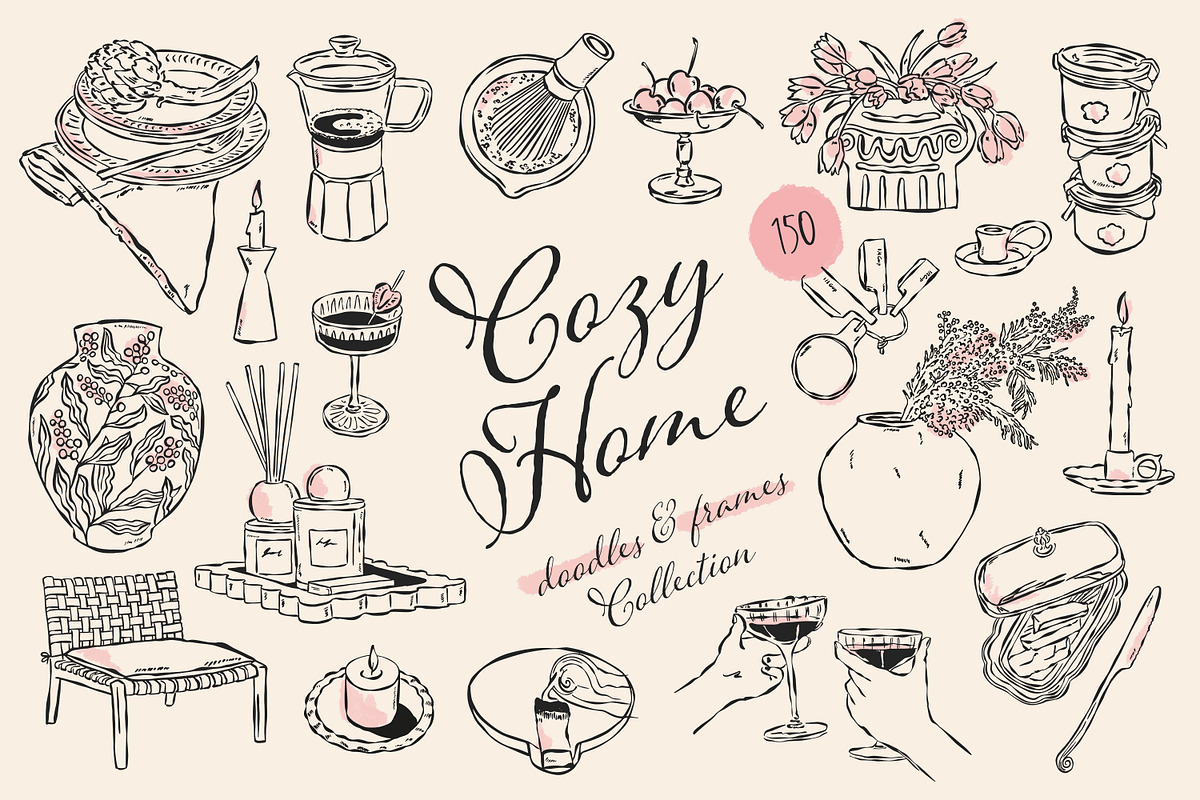 Whimsical Home Illustrations, an Object Graphic by DesignThatMatters (Photo 1 of 11)