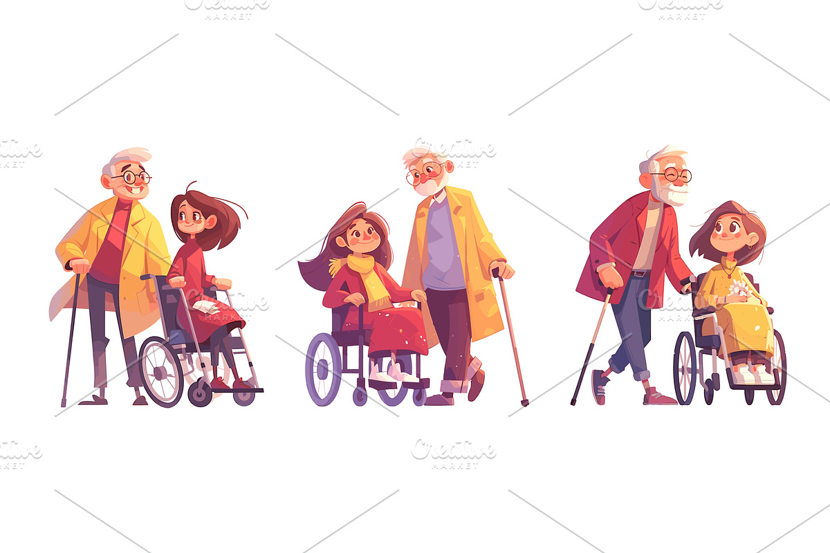 Grandfather with granddaughter in, an Illustration by Stock-Smart-Start