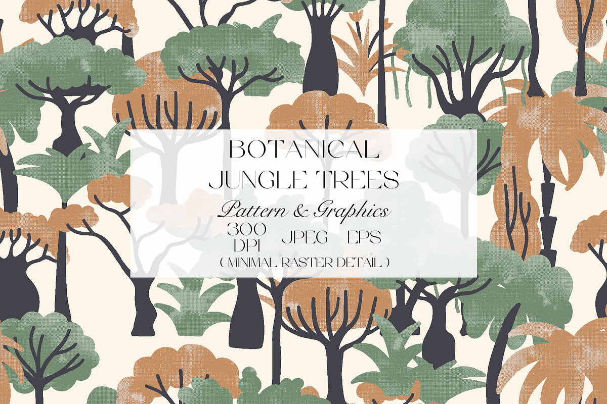 Botanical Jungle Trees Pattern, a Pattern Graphic by StudioGlouna (Photo 1 of 5)