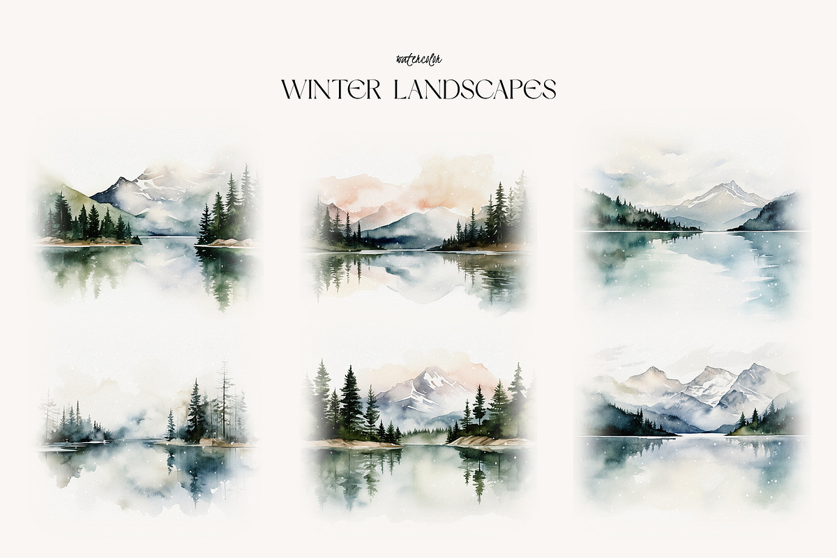 -30% Watercolor Winter Scene Clipart, a Seasonal Illustration by bloomscape (Photo 4 of 10)