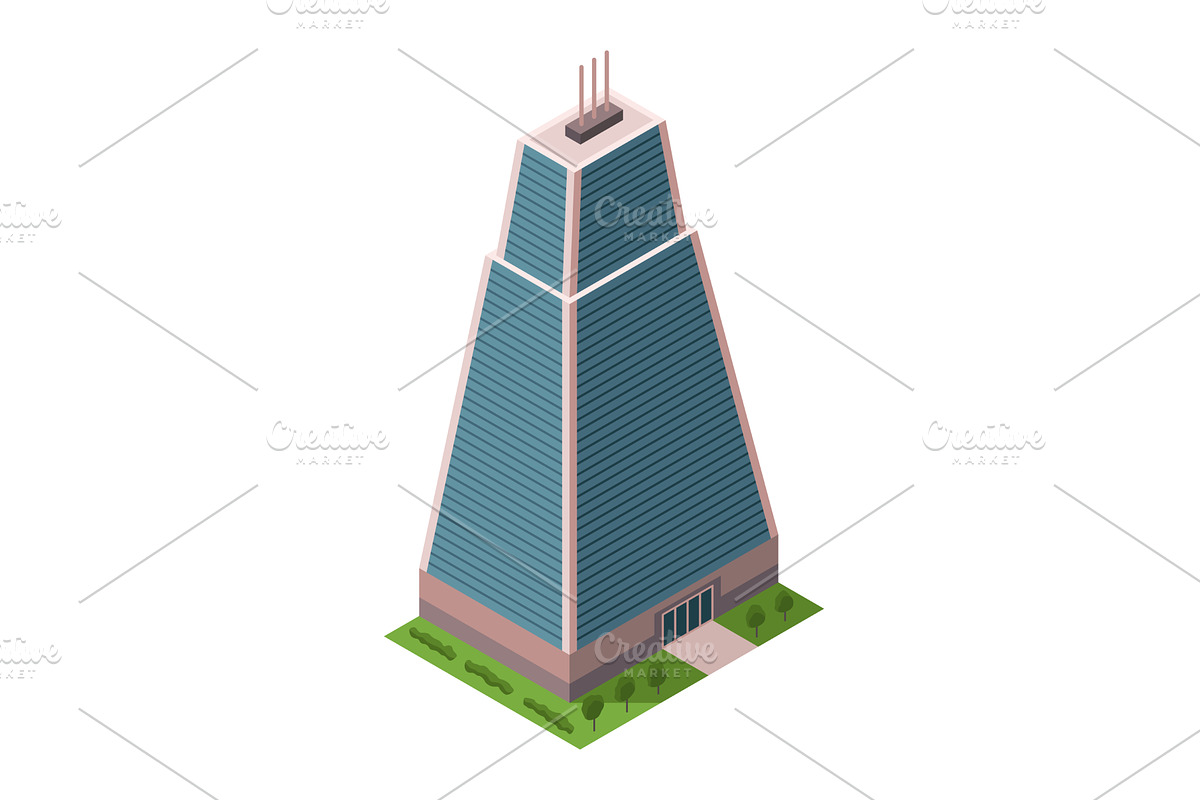 Office building, isometric, an Object Illustration by the8monkey