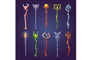 Magic stick. Wooden wizard stuff in, an Illustration by Onyx