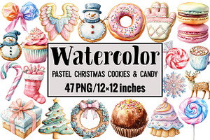 Pastel Christmas Cookies & Candy, an Illustration by Design Market
