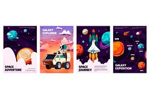 Cartoon Space Posters. Colorful