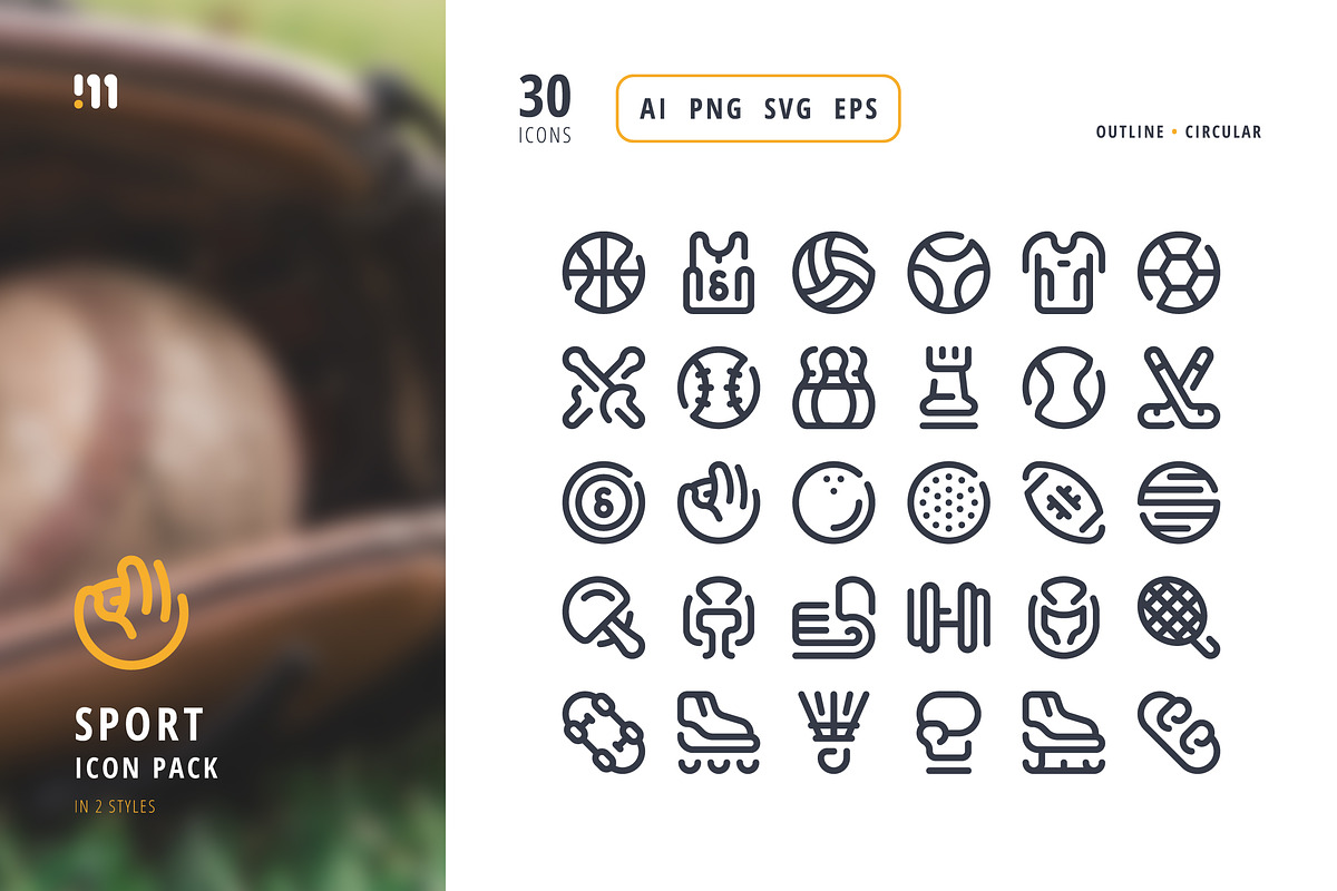 Sport Icon Set, an Outline Icon by microstd (Photo 1 of 3)