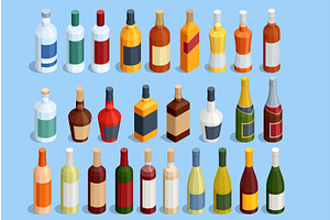 Alcoholic drink bottle set, a Food Illustration by Golden Sikorka