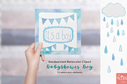 Watercolor Babyshower boy in blue, a Texture Illustration by LittleAcornGraphics (Thumbnail 11 of 11)