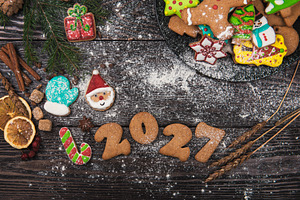 Overhead view of decorated Christmas