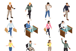 Casual City People Isometric Icons