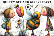 Quirky Bee and girl Clipart, an Illustration by CreationArt (Thumbnail 1 of 5)
