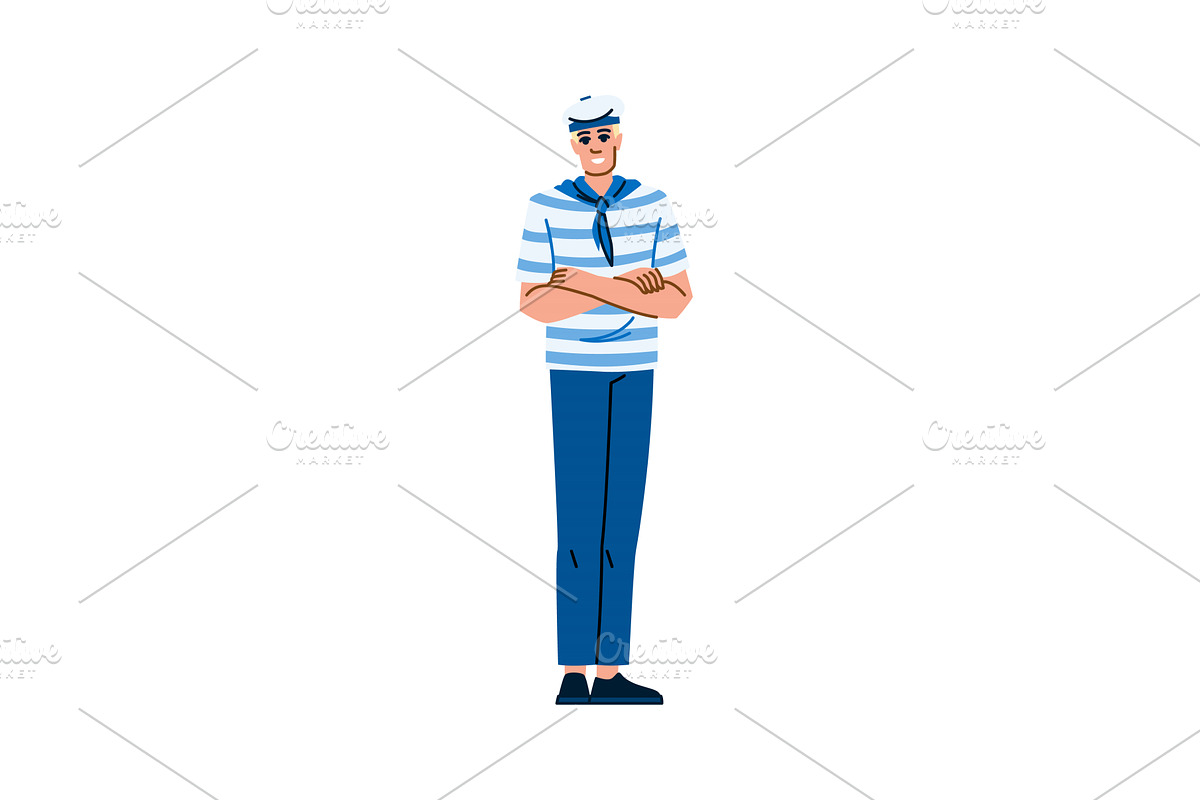 Sailor wearing striped shirt and hat, an Object Illustration by pikepicture