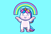 Cute Unicorn With Rainbow Cartoon, an Animal Illustration by Catalyst Labs (Thumbnail 2 of 3)