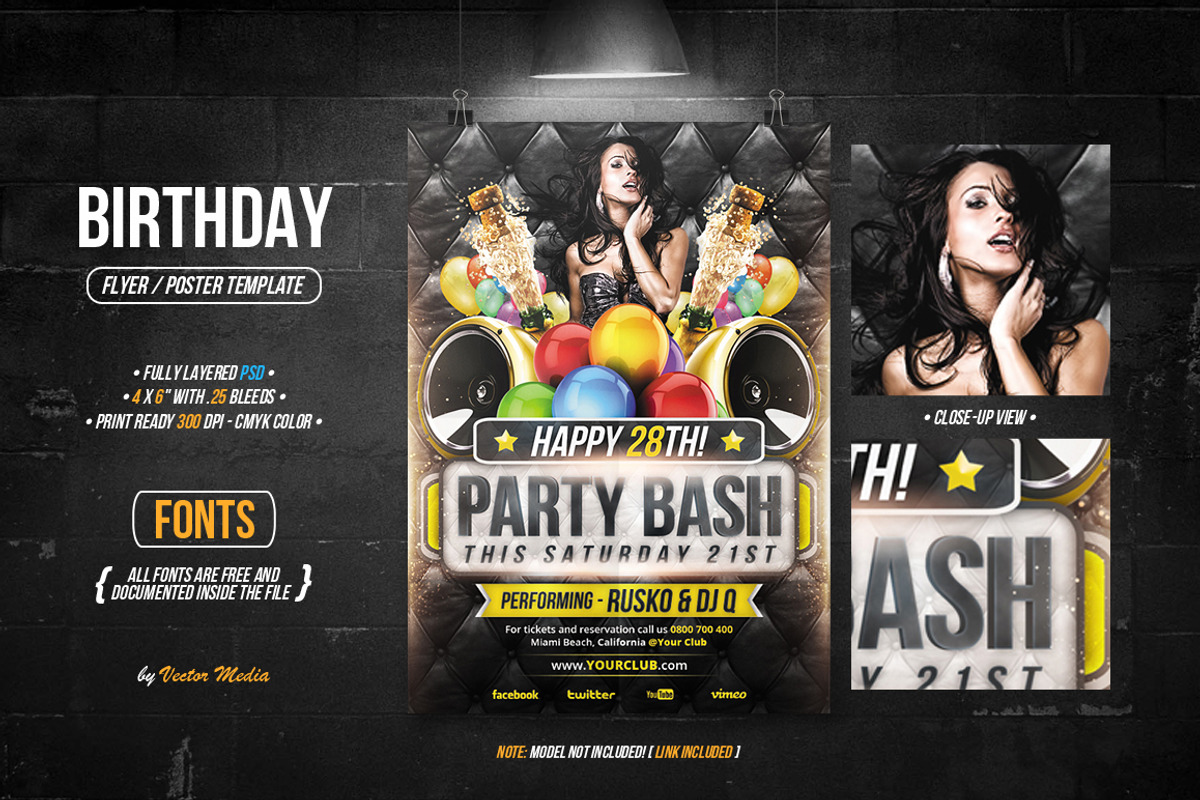 Birthday - Flyer / Poster, a Flyer Template by VectorMedia (Photo 2 of 8)