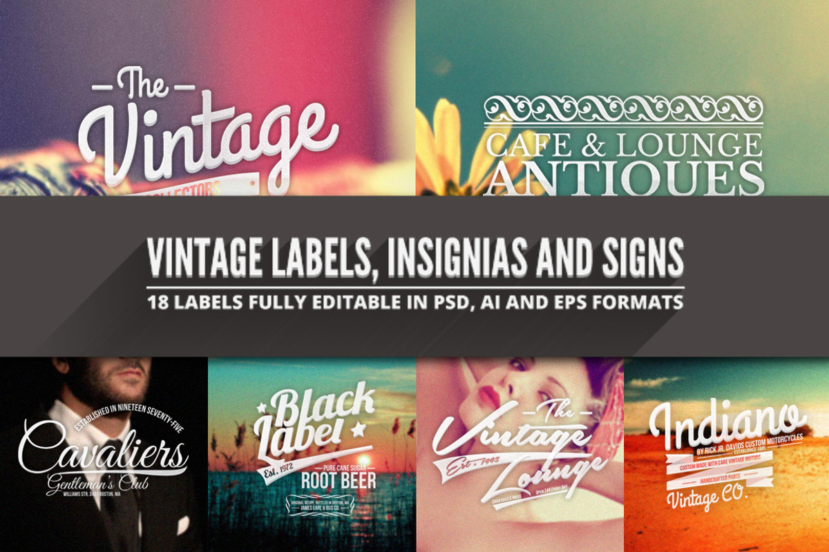 Vintage Badges, Insignias & Signs, a Branding & Logo Template by Graphicdome (Photo 1 of 5)
