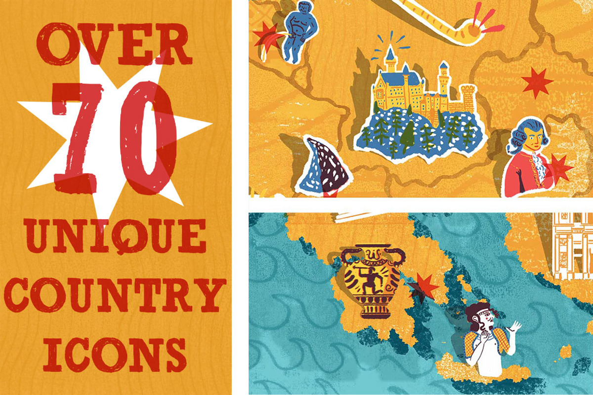 Illustrated Map of Europe, a Texture Illustration by Ed J Brown (Photo 2 of 3)