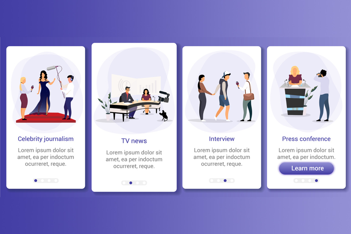 Mass media app screen template, an App Template by IMG visuals characters