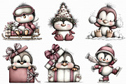 Quirky Christmas Penguin Clipart, an Illustration by Libby Wishes (Thumbnail 2 of 7)