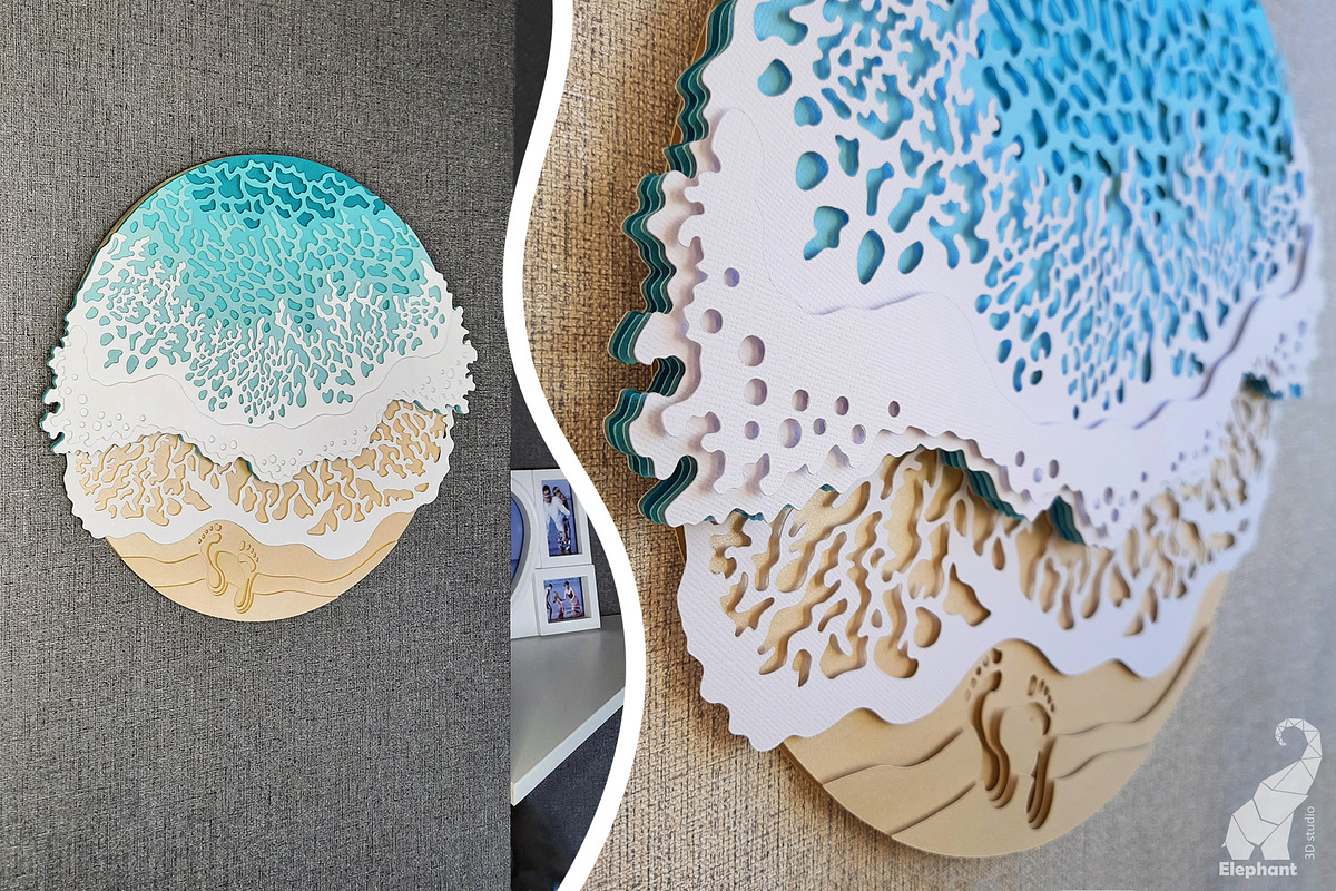 3D layered sea SVG Cricut cut files, an Object Graphic by 3D studio ...