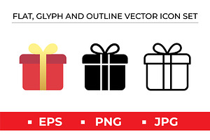 Gift Box Icons Set, an Outline Icon by Artonix