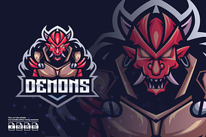 Demon Mascot Esport Logo, a Branding & Logo Template by prps.std