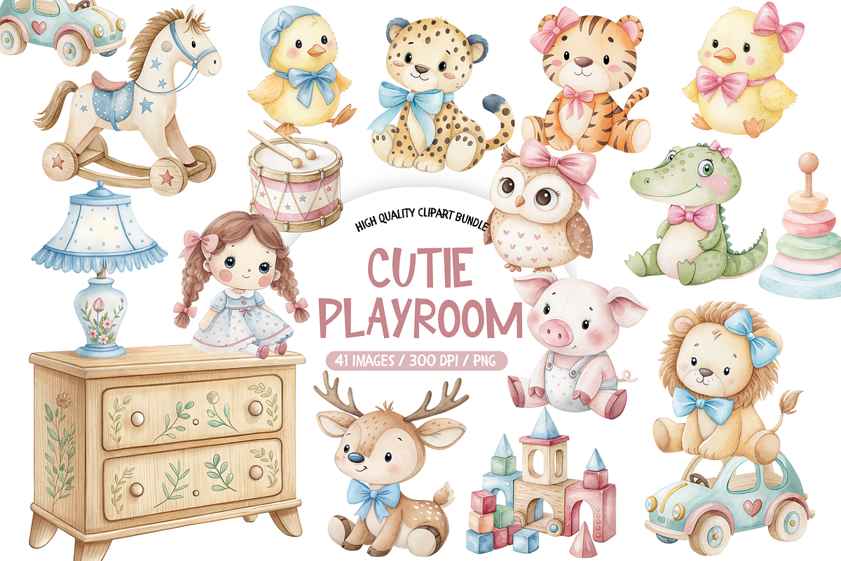 Watercolor Kids Playroom Clipart, an Object Illustration by TatiMockup (Photo 1 of 4)
