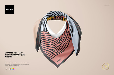 Wrapped Silk Scarf Mockup, a Mask Mockup by creatsy5