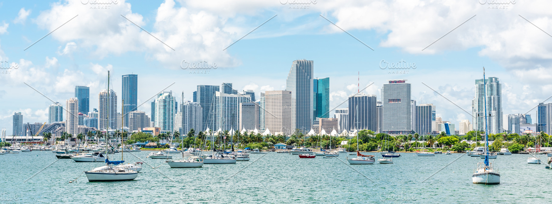 Miami skyline with yachts, boats, an Architecture Photo by Maria Kray