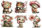 Whimsical Spring Cat Clipart, an Illustration by Daily.Designs (Thumbnail 6 of 7)