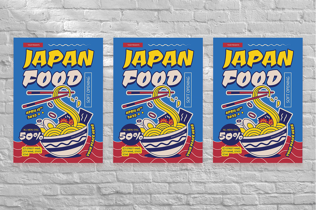 Soft Opening Japan Food Flyer Set, a Flyer Template by Aiyari Graphic (Photo 3 of 3)
