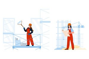 Women building and planning, an Illustration by pikepicture