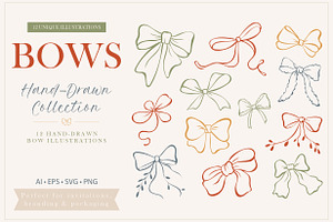 Hand-Drawn Bow Clipart Collection