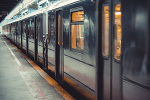 Subway Train in the City