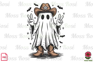 Cowboy Ghost Peace Sign PNG, a Graphic by Moss Rose