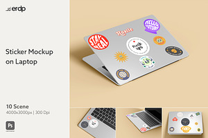 Sticker Mockup on Laptop