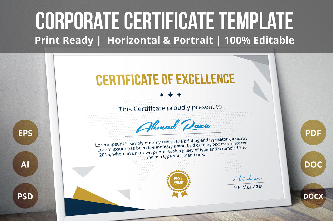 Multipurpose Certificate Template, a Stationery Template by NasirGrfx