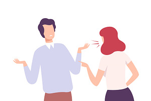 Young Woman Arguing and Shouting at, a Person Illustration by TopVectors