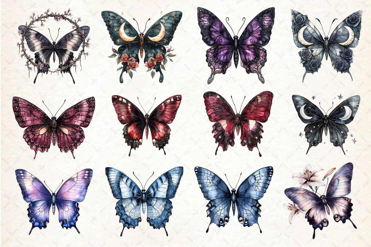Gothic Spring Butterfly Clipart, an Illustration by Dream Creation (Photo 4 of 5)