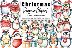 Christmas Penguin Clipart, a Graphic by CitraGraphics