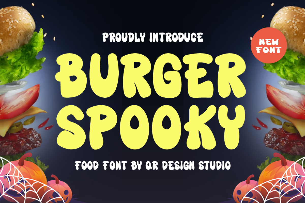 Burger Spooky - Food Font, a Handwritten Font by QR Design Studio (Photo 1 of 9)