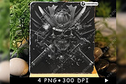Skull Samurai Helmet Katana Swords, a Background Graphic by LaseredNinja (Thumbnail 2 of 7)