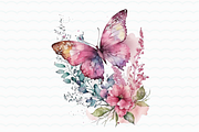 Pink Flowers Butterfly Watercolor, a Graphic by SindyPrintDesign (Thumbnail 5 of 5)