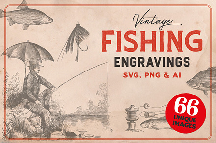 Vintage Fishing Engraving Pack