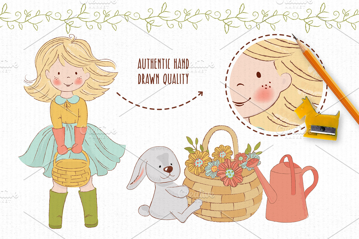 SPRING GARDEN Vector Illustration, a Decorative Illustration by FARAWAYKINGDOM (Photo 3 of 10)