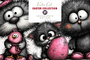 Whimsical Easter Cat Clipart, an Illustration by CreationArt (Thumbnail 1 of 7)