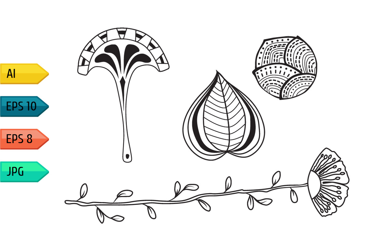 Set of vintage floral silhouettes, a Pattern Graphic by julia_musdotter (Photo 8 of 11)