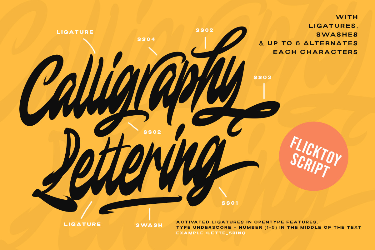 Flicktoy - Brush Script Font, a Script Font by Letterhend Studio (Photo 3 of 9)