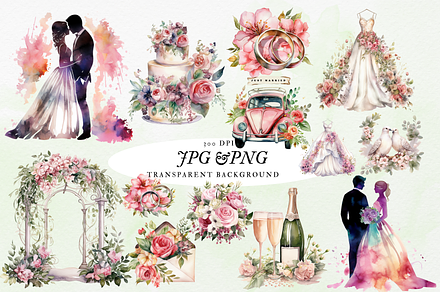 Beautiful Wedding Watercolor Bundle