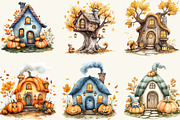 Whimsical Autumn House Clipart, a Work Illustration by cherrydesign (Thumbnail 3 of 3)