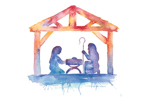Christmas Nativity Vector Watercolor