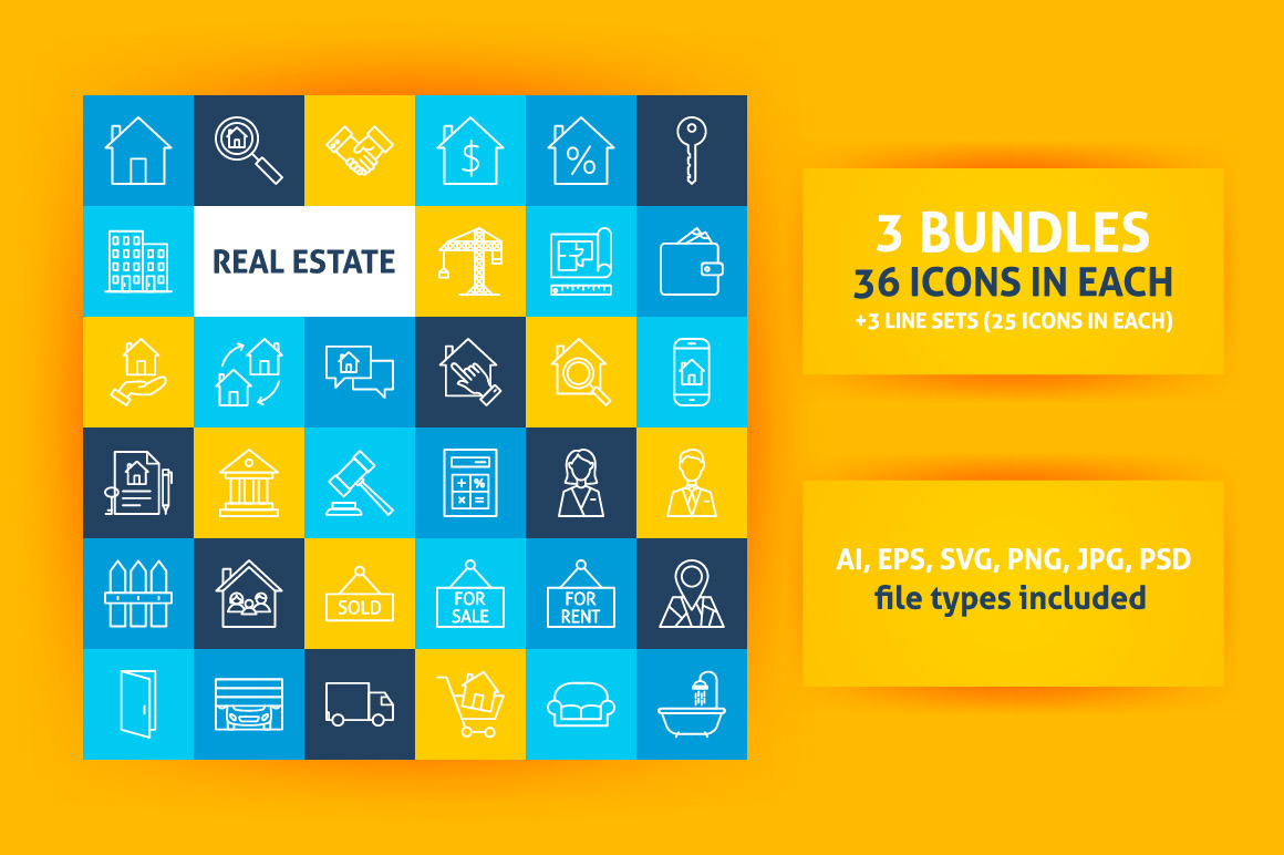 Real Estate Line Art Vector Icons, a Solid Icon by Anna_leni